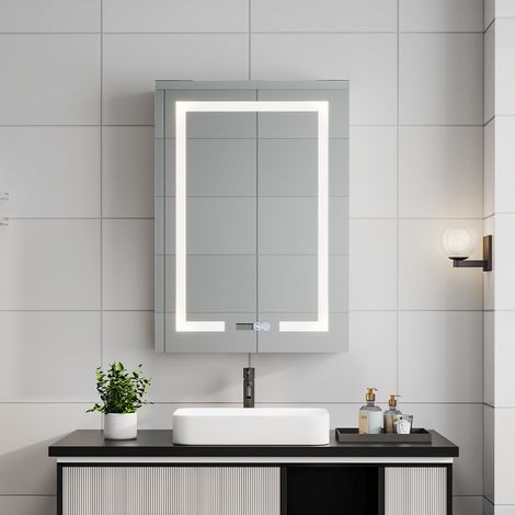 LED Bathroom Mirror Cabinet Single Door 50x13x70cm (1/5)