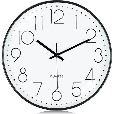 Orologio da parete 3D da 30 cm, numeri neri, design moderno, silenzioso, senza ticchettio, facile da leggere, decorativo per cucina, camera da letto, ufficio (1/4)