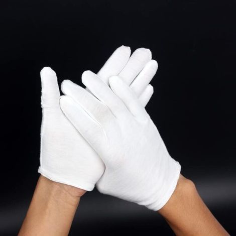 Gants de jardinage en coton, gants blancs en coton pour femmes, pour mains sèches et eczémateuses, 15 paires (1/5)
