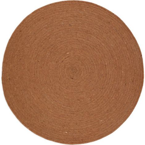 Tapis rond de salon et chambre en laine feutrée et coton - Marron toffee - Taille M - PANGIVO (1/5)