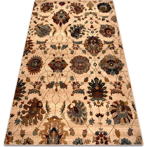 Wool carpet OMEGA LATICA flowers cream beige 235x350 cm