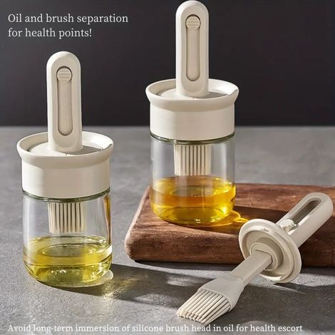 Distributeur d'huile avec pinceau en silicone — Pinceau de cuisine et bouteille d'huile 2-en-1 (1/5)