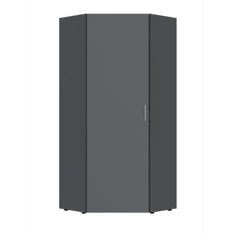 Pegane – Armoire d'angle graphite avec 5 tablettes – Dimensions 80x185x80 cm – Panneaux de particules mélaminés – Meuble de rangement moderne (1/2)