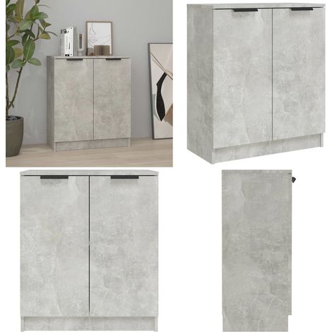 Aparador de madera contrachapada gris hormigón 60x30x70 cm - Aparador gris hormigón - Aparador de almacenamiento
