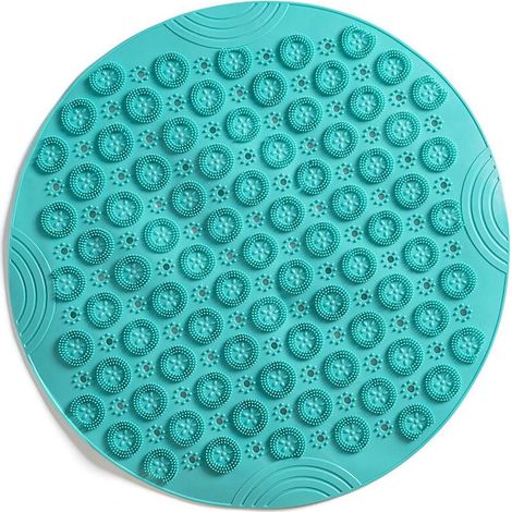 Tapis de Bain de Massage Rond Tapis Douche Antidérapant Tapis de Salle de Bain Tapis de Douche Lavable en Machine Tapis de Baignoire avec Trous de Drainage et Ventouses,55x55cm,Vert, 1pcs (1/5)
