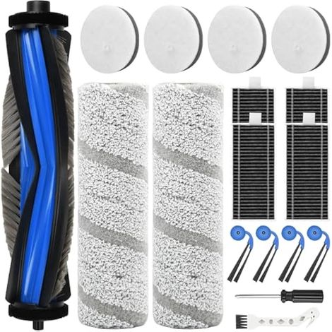 Kit di accessori applicabile da 17 pezzi per Ecovacs Deebot X11 OmniCyclone, robot aspirapolvere X11 Omni, 1 spazzola principale, 2 rulli di pulizia, 4 filtri in schiuma, 4 filtri HEPA, 4 spazzole lat (1/5)