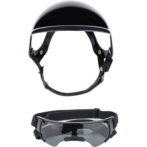 Casque pour petits chiens, lunettes de protection pour chiens et animaux de compagnie, casque de moto avec ouvertures pour les oreilles, sangles réglables, casque de sécurité pour la conduite (1/5)
