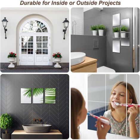 Feuilles de Miroir Flexibles - 30 Pièces, Auto-Adhésif sans Verre 6x4 Pouces, Décoration Murale - Clair Étiquette (1/5)