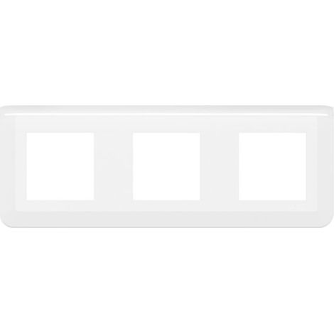 Plaque de finition triple 3x2 postes horizontale blanc Mosaic – Fixation par clips – Finition lisse pour intérieur – Compatible avec les interrupteurs Legrand