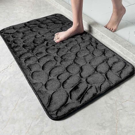Weiche, rutschfeste Badematte aus Memory-Schaum, schwarz, 40 x 60 cm, maschinenwaschbar, saugfähig und komfortabel (1/4)