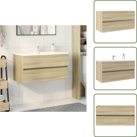 Waschbeckenunterschrank Sonoma-Eiche 90x38,5x45cm Holzwerkstoff - Waschbeckenunterschrank - Badezimmermöbel - Holzwerkstoff - Sonoma-Eiche - Spiegelschrank