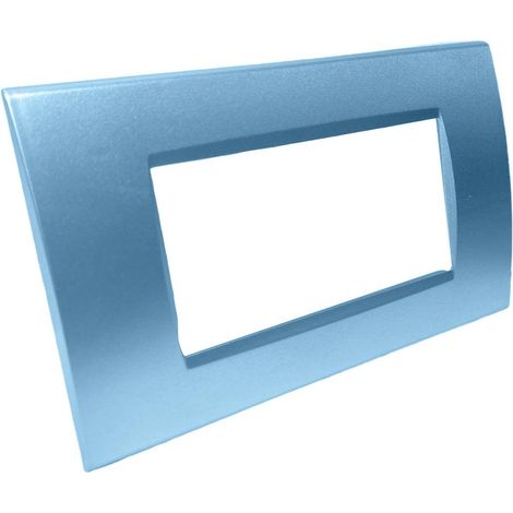 Placchetta per interruttore in metallo a 4 azzurro marino cassetta 504 compatibile con vimar plana supporto cover (1/2)