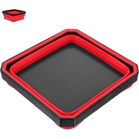 Plateau Magnétique en Silicone Rouge pour Pièces Pliable Rangement Multifonction, Format Portable, pour Petites Pièces et Boulons, Caoutchouc Aimanté (1/5)