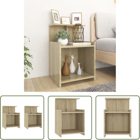 The Living Store Nachttische 2 Stk. Sonoma-Eiche 40x35x60 cm Holzwerkstoff - Nachttisch - Wohnzimmer Dekoration - Holz Sideboard - Kommode - Regal (1/5)