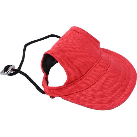 Casquette de baseball pour chien, protection solaire, confortable et ajustable, avec trous pour les oreilles, pour petits chiens, rouge, taille M (1/5)