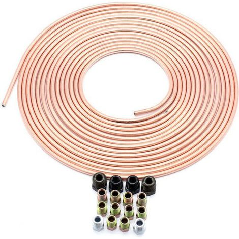Bobine de tuyau de frein cuivre-nickel 3/16 OD 25 pi – Flexible pour systèmes de freinage hydrauliques – Kit de montage inclus (1/5)