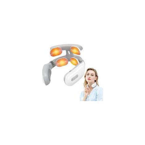 Masajeador de cuello inalámbrico y con calor. Masajeador de cuello portátil. Masajeador de cuello inteligente activado por voz. Masajeador de cuello y cervical con 4 modos y 16 niveles de intensidad p (1/5)