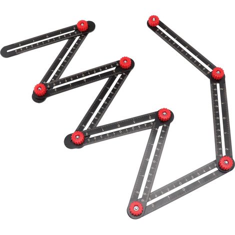 Règle de mesure multi-angles en alliage d'aluminium, outil de localisation d'ouvertures universel pour la menuiserie, la brique, le carrelage, le bois, le verre et l'ingénierie architecturale, 9 plis (1/5)