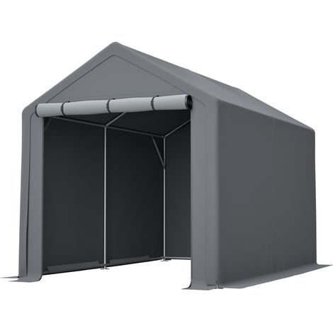 Carpa de almacenamiento para bicicletas 296 x 190 x 200 cm gris oscuro, acero galvanizado (1/5)