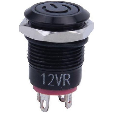 Interrupteur à bouton-poussoir momentané 12 V 2 A 9,5 mm avec LED et capuchon métallique, pour voiture (modifié soi-même). (1/5)