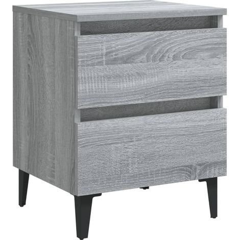 Comodino con due cassetti 40 x 35 x 50 cm in legno ingegnerizzato grigio DEC033256