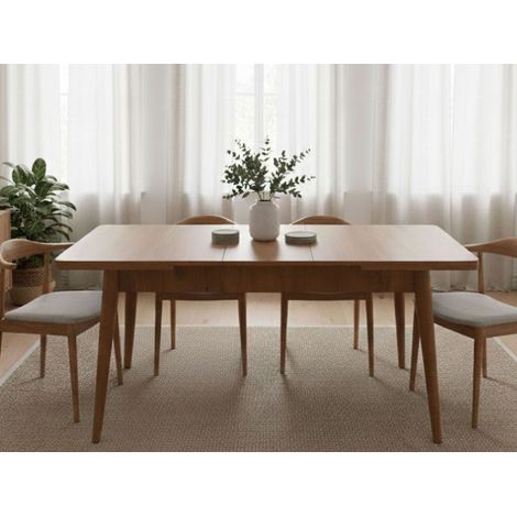 Dmora - Mesa Extensible Atsula, Consola con extensiones, Mesa de comedor multiusos, Estante de cocina extensible, 130x80h77 cm, Nuez, con embalaje reforzado (1/5)