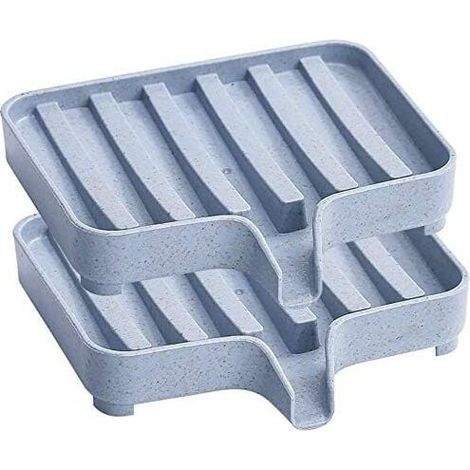 Jabonera autodrenante Ulisem para baño y cocina, juego de 2 (azul) (1/3)