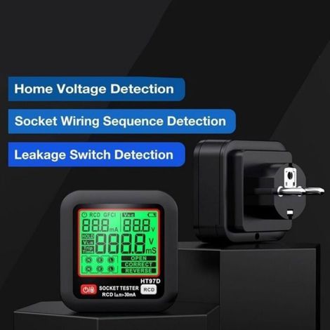 Testeur De Prise Électrique - Écran LCD - Détection Terre Neutre Phase RCD - Pour Prises GFCI - 1 Pièce (1/5)