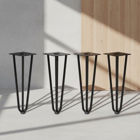 Melko 4er Set Tischbeine 25 cm Haarnadelbeine Schwarz Tischfuß Stahl Tischkufen 