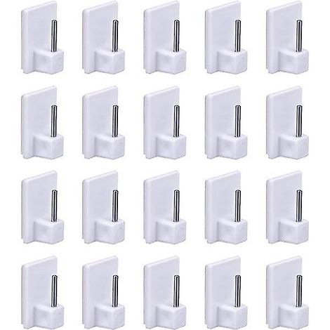 lot De 20 Crochets Auto-adhsifs Pour Tringle Rideau, Petits Crochets Adhsifs 3m, Mini Support De Tringle Rideau, Crochet Adhsif Pour Cl Murale (1/5)