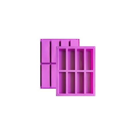 2 Moules à Barres de Céréales avec 8 Cavités, Moule Antiadhésif en Silicone pour Chocolat, Moule en Silicone pour Muffins, Brownies, Pain de Maïs, Gâteau au Fromage, Pudding(Violet) (1/5)