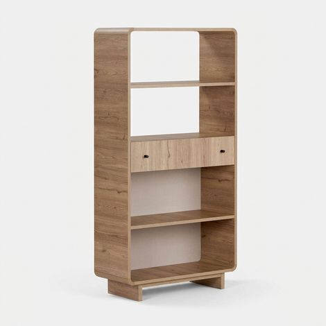 Bücherregal aus Holz mit Schublade Senza - Eiche (1/5)