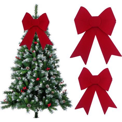 Set mit 2 Weihnachtsschleifen – Weihnachtsdekoration – Christbaumschmuck – Große Weihnachtsschleifen (28 x 43 cm) (1/5)