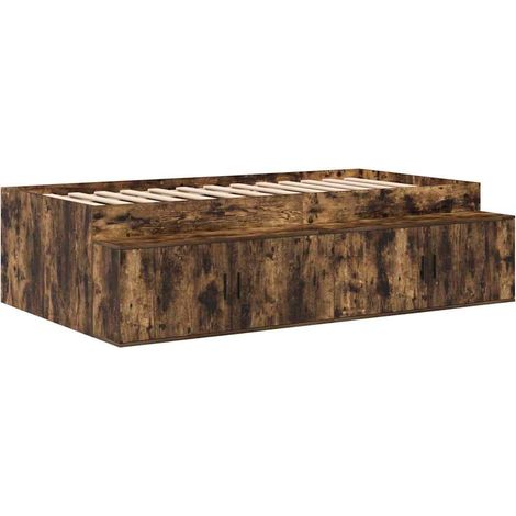 Lit simple,Lit adulte,Cadre de lit avec rangement Chêne fumé 90 x 190 cm CFW3491838 (1/5)