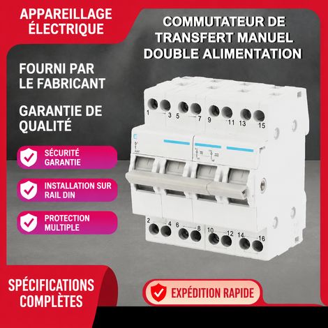 Inverseur de source manuel modulaire 3P 16A-63A AC400V 3 positions 3p 2 84 × 5,4 × 7,5 cm 228 g – Livraison gratuite (1/5)