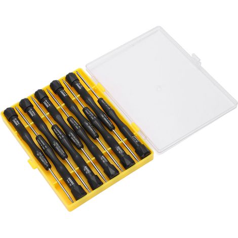 Jeu de 10 tournevis aimantés en acier chrome-vanadium, embouts anti-dérapants, poignée ergonomique, effort réduit, coffret de rangement inclus (1/5)