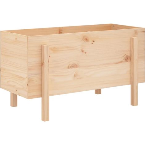 Lit surélevé de jardin 101 x 50 x 57 cm vaste espace décoratif style rustique en bois pin (1/5)