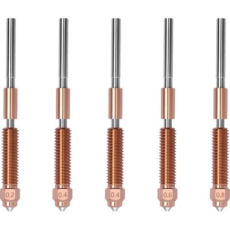 K2 Plus Lot de 5 buses K2 Plus en acier trempé et alliage de titane et acier trempé pour imprimante 3D Creality Hi, K2 Plus haute température intégrée 0,2/0,4/0,6/0,8 mm