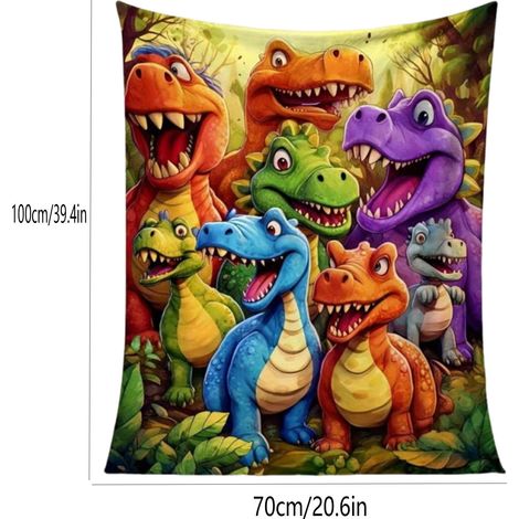 Couverture En Flanelle - Imprimé Numérique Dinosaures - Pour Lit Et Canapé - 150 x 200 cm - 1 Pièce (1/5)