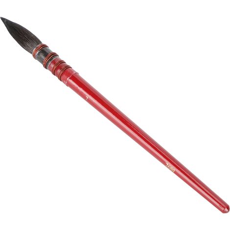 Pinceau aquarelle à pointe en poils d'écureuil, manche rouge, attache à la main, cercle en fer, matériel d'artiste acrylique rouge n° 7