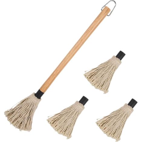 Ensemble 4 pinceaux à badigeonner pour barbecue avec manche en bois d'hévéa, réutilisables, pour la cuisson au barbecue et les grillades (1/5)