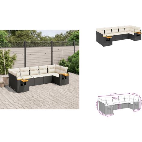 Salon de jardin 7 pcs avec coussins noir résine tressée - Ensemble Salon De Jardin - Meuble Extérieur - Canapé Jardin - Résine Tressée - Rotin Synthétique (1/3)