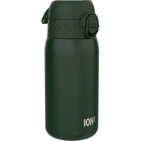 Ion8 Borraccia Acciaio per Bambini, 400ml, a Prova di Perdite, Facile da Aprire, Serratura Sicura, Lavabile in Lavastoviglie, Maniglia per il Trasporto, Facile Pulizia, Durevole e Antigraffio, Verde (1/5)