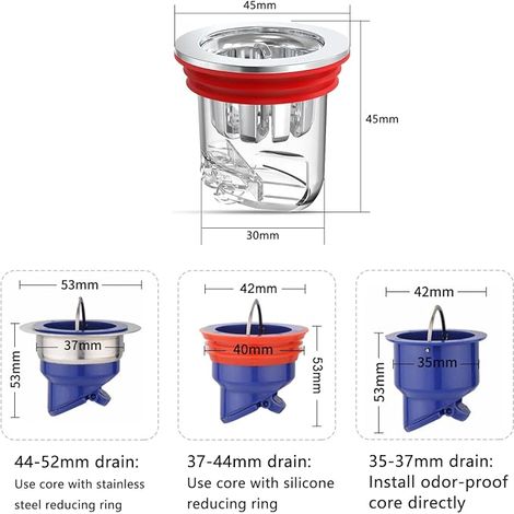 Clapet Anti Odeur Douche 30-52 mm Bouchon Douchè Anti Odeur Valves Anti-Odeur Canalisation Siphon de Sol Salle de Bain Évier Cuisine (1/4)