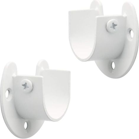 Soporte para barra de armario, soporte para barra de cortina, soporte para barra de cortina en forma de U, soportes para barras de cortina, soporte para barra de cortina, acero inoxidable blanco, 25 m (1/4)