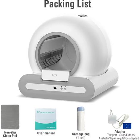 Nouveau 65L bac à litière pour chat intelligent toilette contrôlée par application Wi-Fi connecté, grande capacité, bac à litière pour chat autonettoyant (1/5)