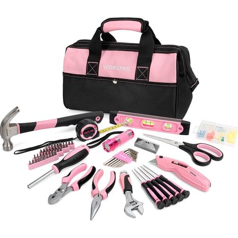 WORKPRO Pink Werkzeug Set 106-teilig Rosa Werkzeugkoffer Haus Reparatur Tasche (1/5)