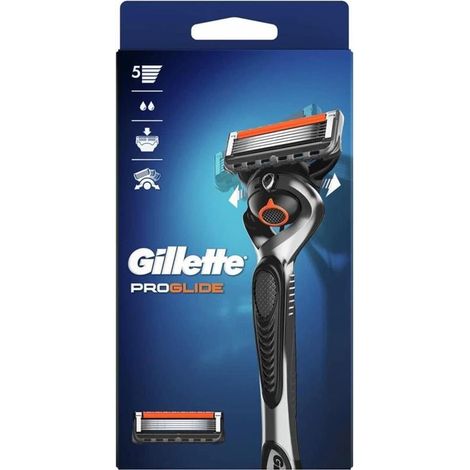 GILLETTE FUSION 5 PROGLIDE REGOLABARBA UOMO LAME RASOIO A MANO LIBERA 1 MANICO E 2 LAMETTE DA BARBA DA 5 LAME