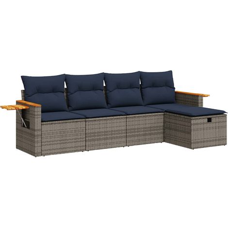 Maison Exclusive - 5-tlg. Garten-Sofagarnitur mit Kissen Grau Pol