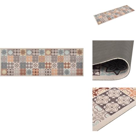 Küchenteppich Waschbar Mosaik Mehrfarbig 60x300 cm - Bodenmatte - Küchenläufer - Wohnzimmerteppich - Treppenauflage - Türmatte (1/5)